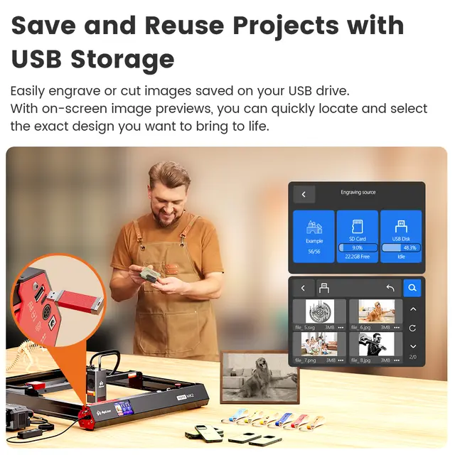 AlgoLaser Alpha MK2  20W 400x435 mm. Arbeidsområde 