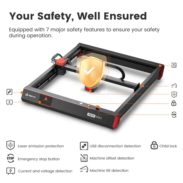 AlgoLaser Alpha MK2  20W 400x435 mm. Arbeidsområde 