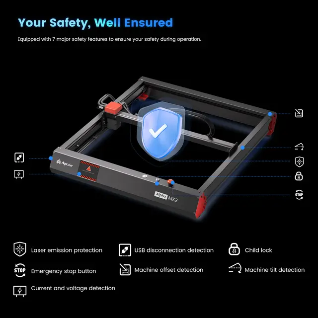 AlgoLaser Alpha MK2 40W 400x410 mm. Arbeidsområde 