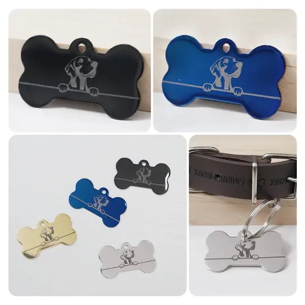 4 pk. Rustfri dog tags for gravering Beregenet for bruk i Algo laser 