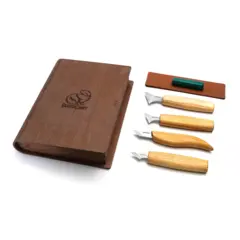 Karveskurdsett S05Book i gaveeske 4 kniver og slipeutstyr. Beavercraft