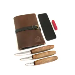 Spikkesett S19Book i gaveeske 4 kniver og slipeutstyr. Beavercraft