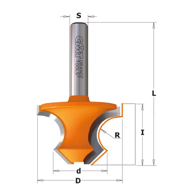 Perlestaff-fres R8 med 45° fas Ø36 mm – skjærelengde 25 mm 