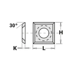 Vendekniv HM 14 x 14 x 2 mm K1920 – 4 egger, 30°