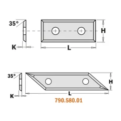 Vendekniv HM 29.5 x 9 x 1.5 mm K1920 – 4 egger, 35°