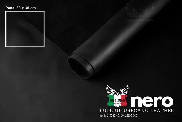 Uregano lær- Crazy horse Black 1,8mm Oil-Chromgarvet 30x30 cm 