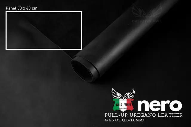 Uregano lær- Crazy horse Black 1,8mm Oil-Chromgarvet 30x60 cm 
