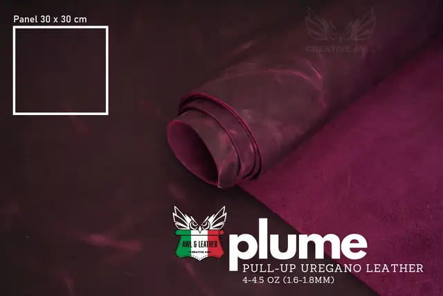 Uregano lær- Crazy horse Plume 1,8mm Oil-Chromgarvet 30x30 cm 