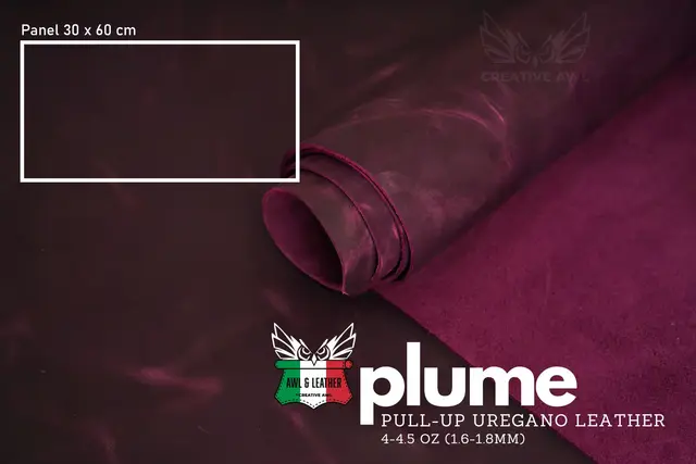 Uregano lær- Crazy horse Plume 1,8mm Oil-Chromgarvet 30x60 cm 