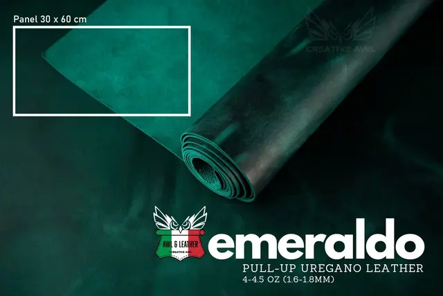 Uregano lær- Crazy horse Emeraldo1,8mm Oil-Chromgarvet 30x60 cm 