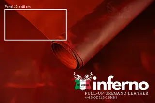 Uregano lær- Crazy horse Inferno 1,8mm Oil-Chromgarvet 30x60 cm