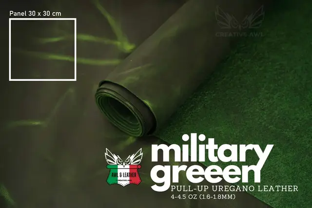 Uregano lær-Crazy horse Militare1,8mm Oil-Chromgarvet 30x30 cm 