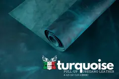 Uregano lær- Crazy horse Turquoise 1,8mm Oil-Chromgarvet hel side