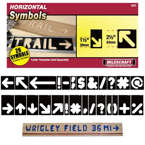 38 og 63 mm symbolsett til Mcsignpro. Horisontal