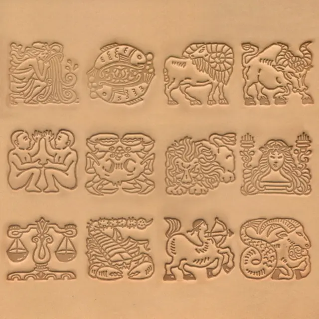 Stjernetegn lærstempel sett 13 stk Detaljerte stjernetegnmotiver 