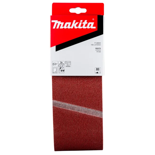 Slipebånd 100 × 610 mm K80 5 stk Makita 