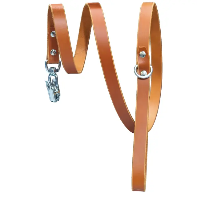 Hundekobbel m/ låsekrok 144 cm - Brun M/ Dring 