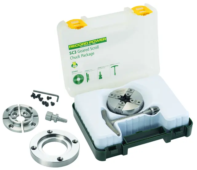 SC3 chuck-pakke med 87 mm planskive M33 × 3,5 Record Power 