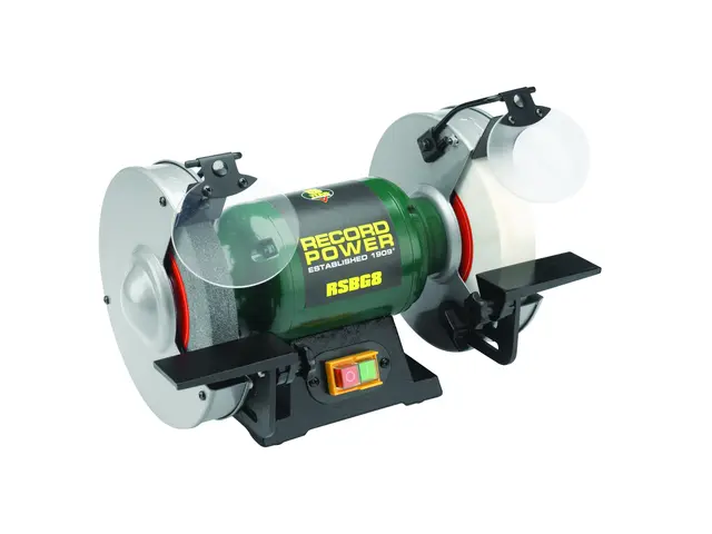 Benksliper 203 mm med hvit slipestein 40 RSBGB Record Power 