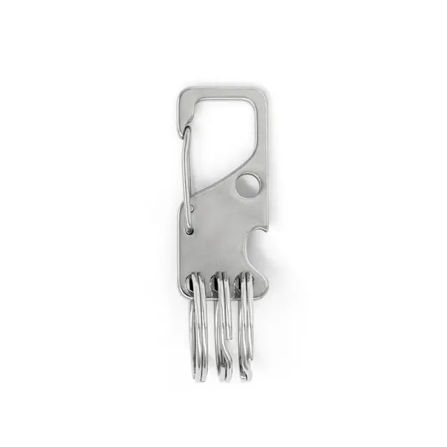 Karabinkrok flat 20 mm m/nøkkelringer Korketrekker - Rustfri 