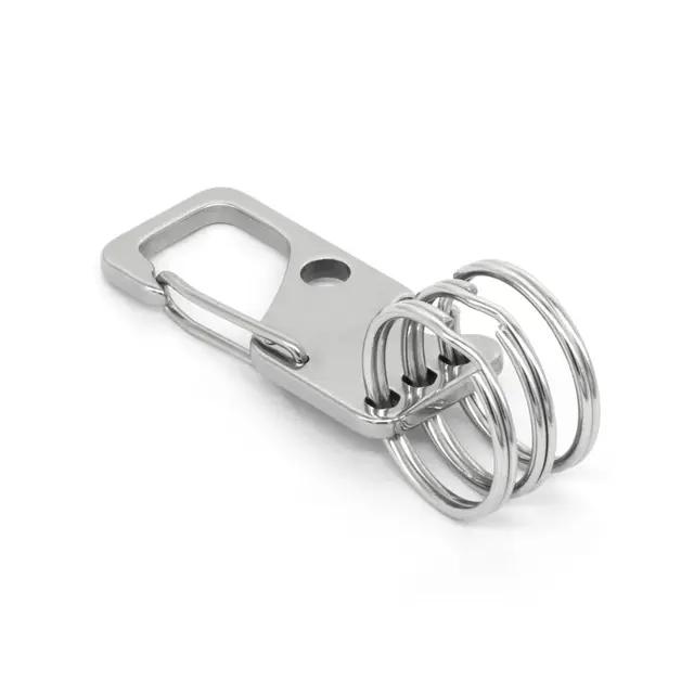 Karabinkrok flat 20 mm m/nøkkelringer Korketrekker - Rustfri 