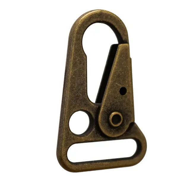 Karabinkrok flat 20 mm - Antikk messing 